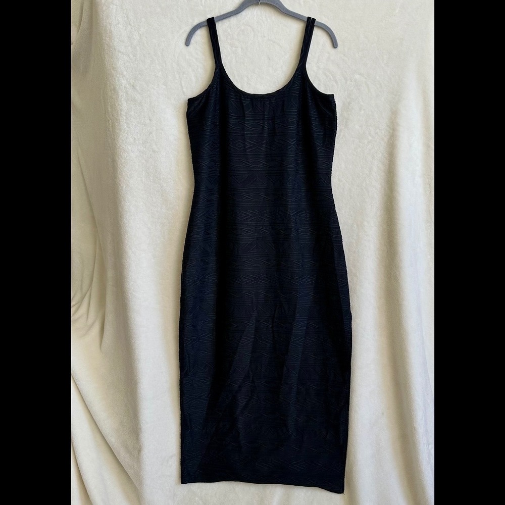 Shape FX Long Black Sleeveless Tank Dress Built in Bra Shapewear Size 18